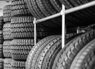 Rack of Hankook tyres in G & S Tyres Ltd